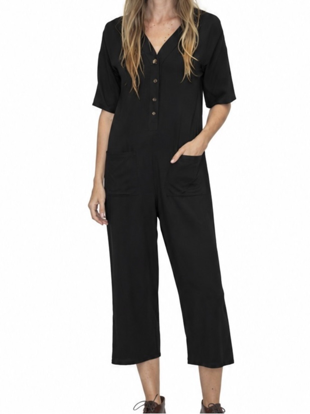 TYSA Designs Playdate Jumpsuit Size 2 (Medium) Black Rayon Casual Short Sleeve